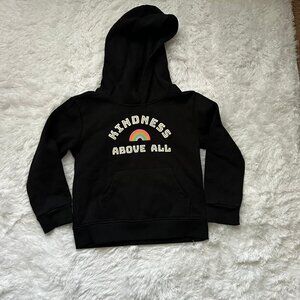Cat & Jack XS Kindness Above All Black Hoodie Sweatshirt Girls 4/5